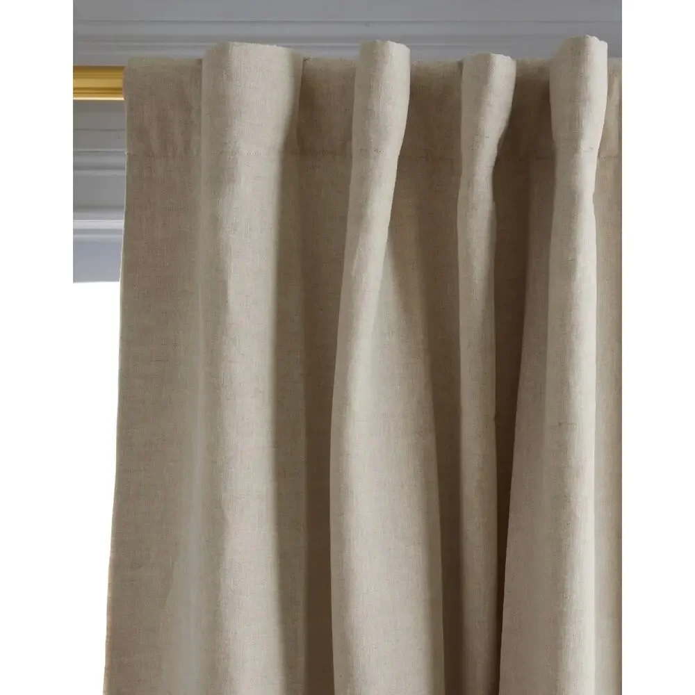 Quince European Linen Room Darkening Curtain Flax Single Panel 96x96 in NWT